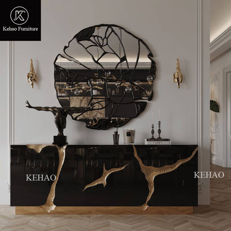 Silver Stainless Steel Mirror Finish Luxury Modern White Wide LAPIAZ Sideboard Buffets