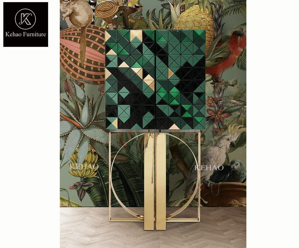 Italy Royal Design Modern Furniture Green Mosaic Wine Cabinets for Home Light Luxury Wine Cabinet Living Room
