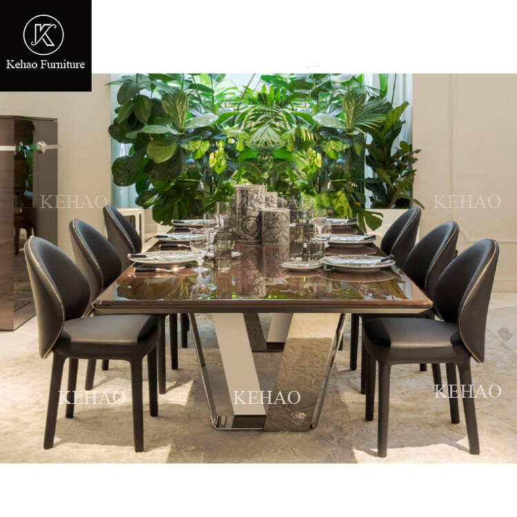 Luxury Dining Table With Golden Stainless Steel 8 10 Seater Dining Chairs Rectangle Marble Top Dining Table Set