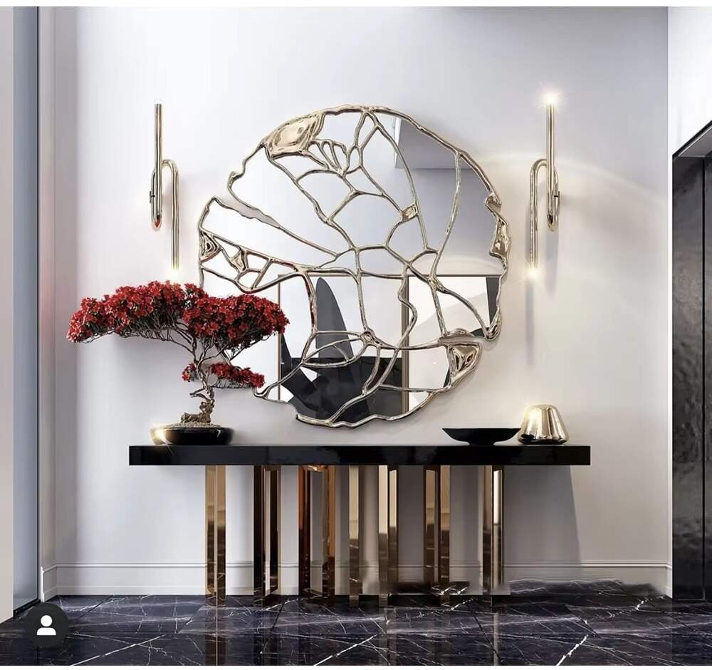 Unique Design Luxury Villa Decorative Copper Round Brass Mirror Living Room Mirrors