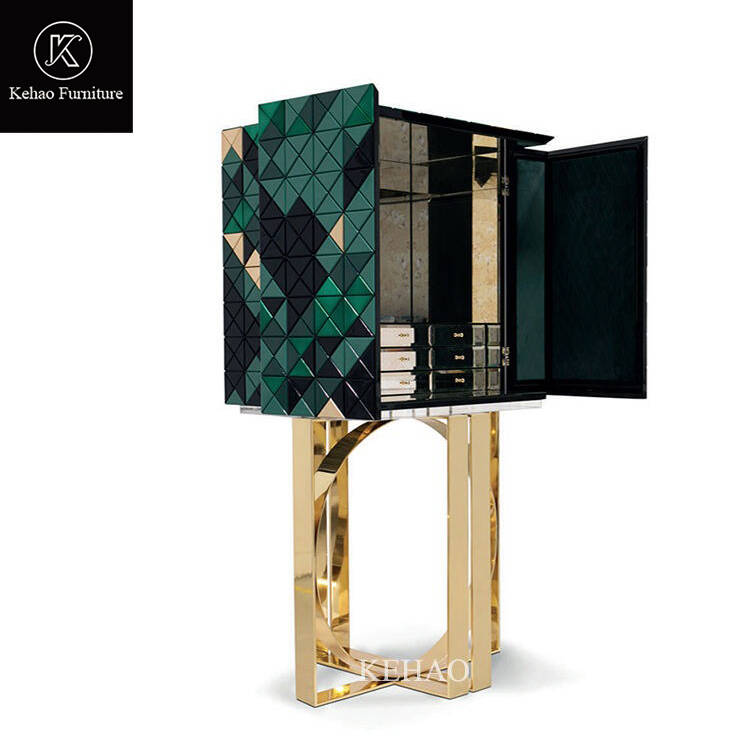 Italy Royal Design Modern Furniture Green Mosaic Wine Cabinets for Home Light Luxury Wine Cabinet Living Room