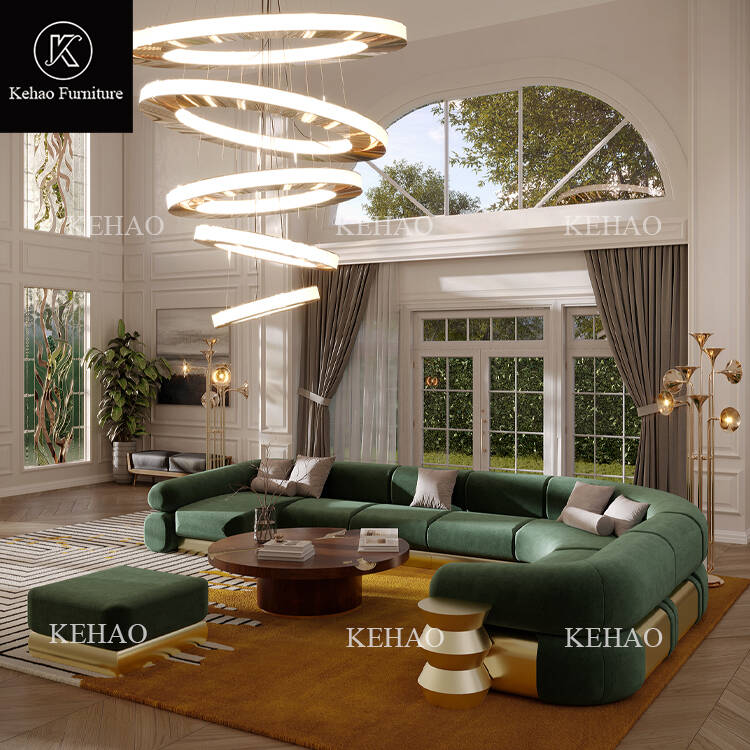 Latest Sofa Design With Gold Stainless Steel Accents Elegant Living Room Couch