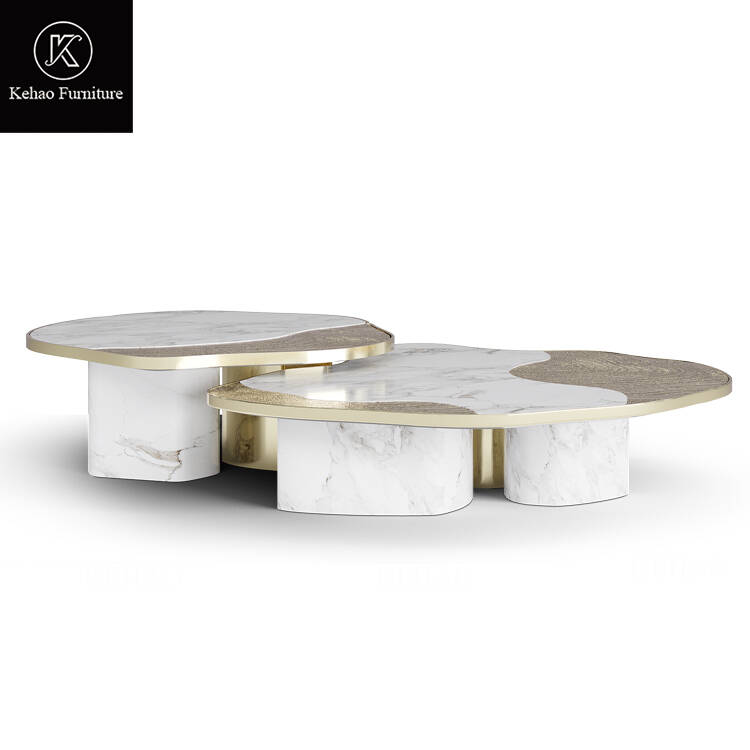 Italian Coffee Table Metal Living Room Center Marble Coffee Table Irregular Shape Modern Luxury Coffee Table