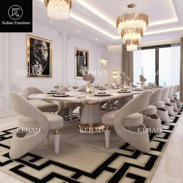 Elegant European Dining Tables Set 12 Seat Luxury dining table with dining chairs