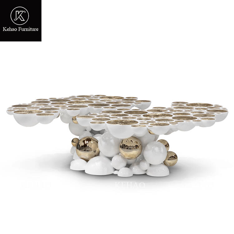 Modern Luxury Foam Styling Living Room Console Foam Carved Stainless Steel Creative Art Coffee Table Metal