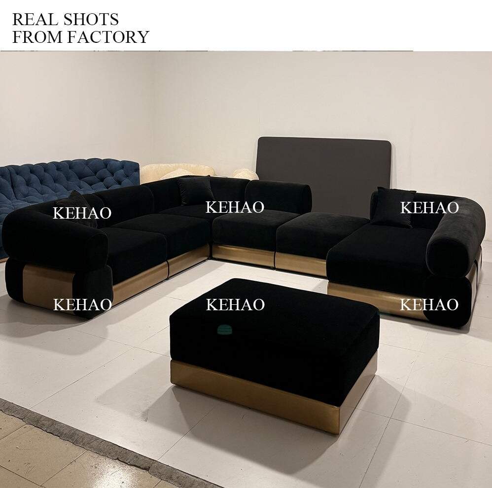 Latest Sofa Design With Gold Stainless Steel Accents Elegant Living Room Couch