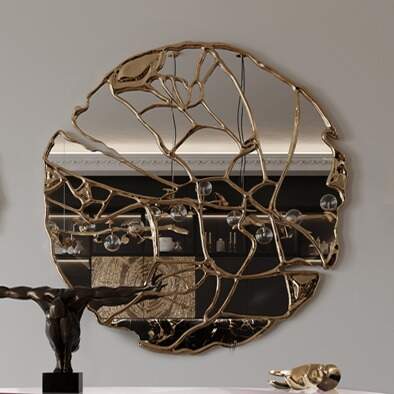 Unique Design Luxury Villa Decorative Copper Round Brass Mirror Living Room Mirrors