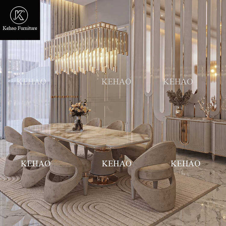 Luxury Dining Room Furniture High End Villa Dining Table Sets with 8 10 Chairs