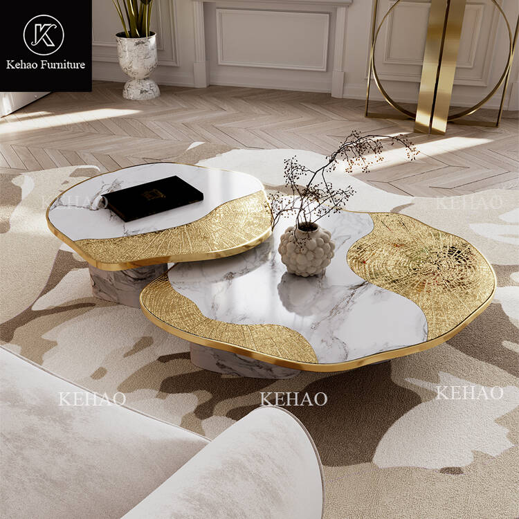 Italian Coffee Table Metal Living Room Center Marble Coffee Table Irregular Shape Modern Luxury Coffee Table