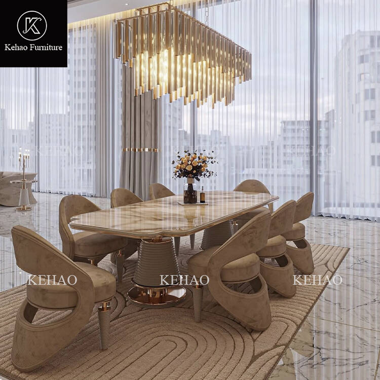 Elegant European Dining Tables Set 12 Seat Luxury dining table with dining chairs