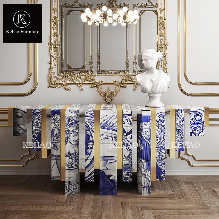 Luxury Hand Painted Wooden Console Table Furniture for Sale Heritage Console Spring-Themed Italian Console Table Design