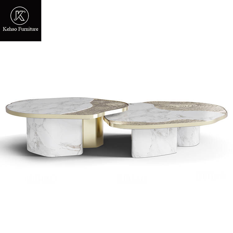 Italian Coffee Table Metal Living Room Center Marble Coffee Table Irregular Shape Modern Luxury Coffee Table