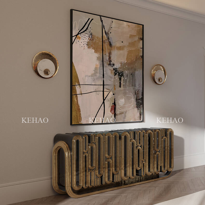 Living Room Furniture Handcraft Gold Leaf Entryways Console Table High-end Luxury Sideboard