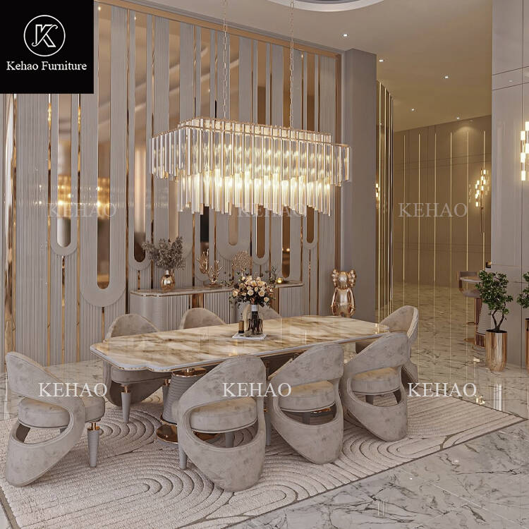 Elegant European Dining Tables Set 12 Seat Luxury dining table with dining chairs