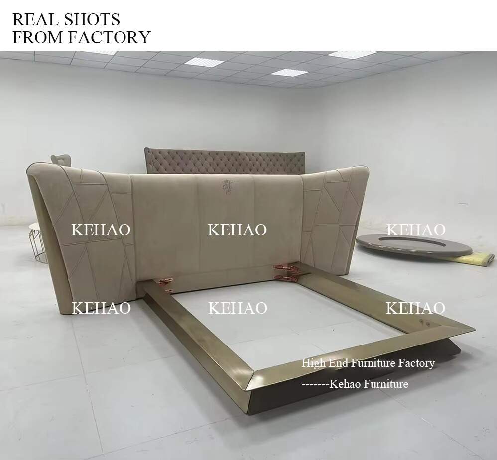 Luxury Double Comfortable Classical Design European Cream Leathe Bed